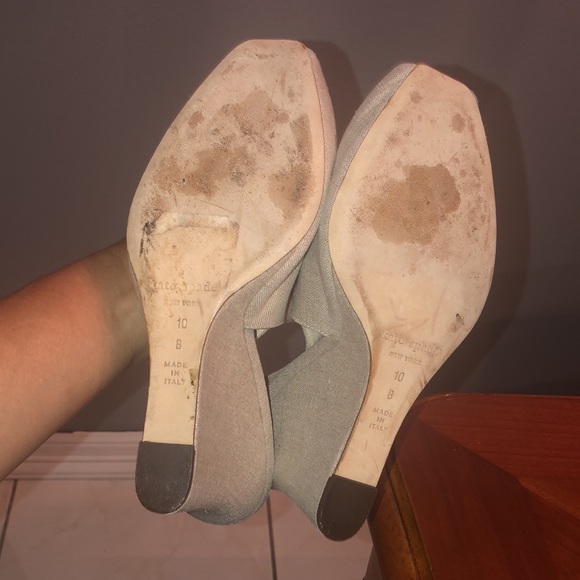 Prwnd KATE SPADE Women's Beige Linen Open Toe10 Wedge Sandals Sz10 - Picture 9 of 9